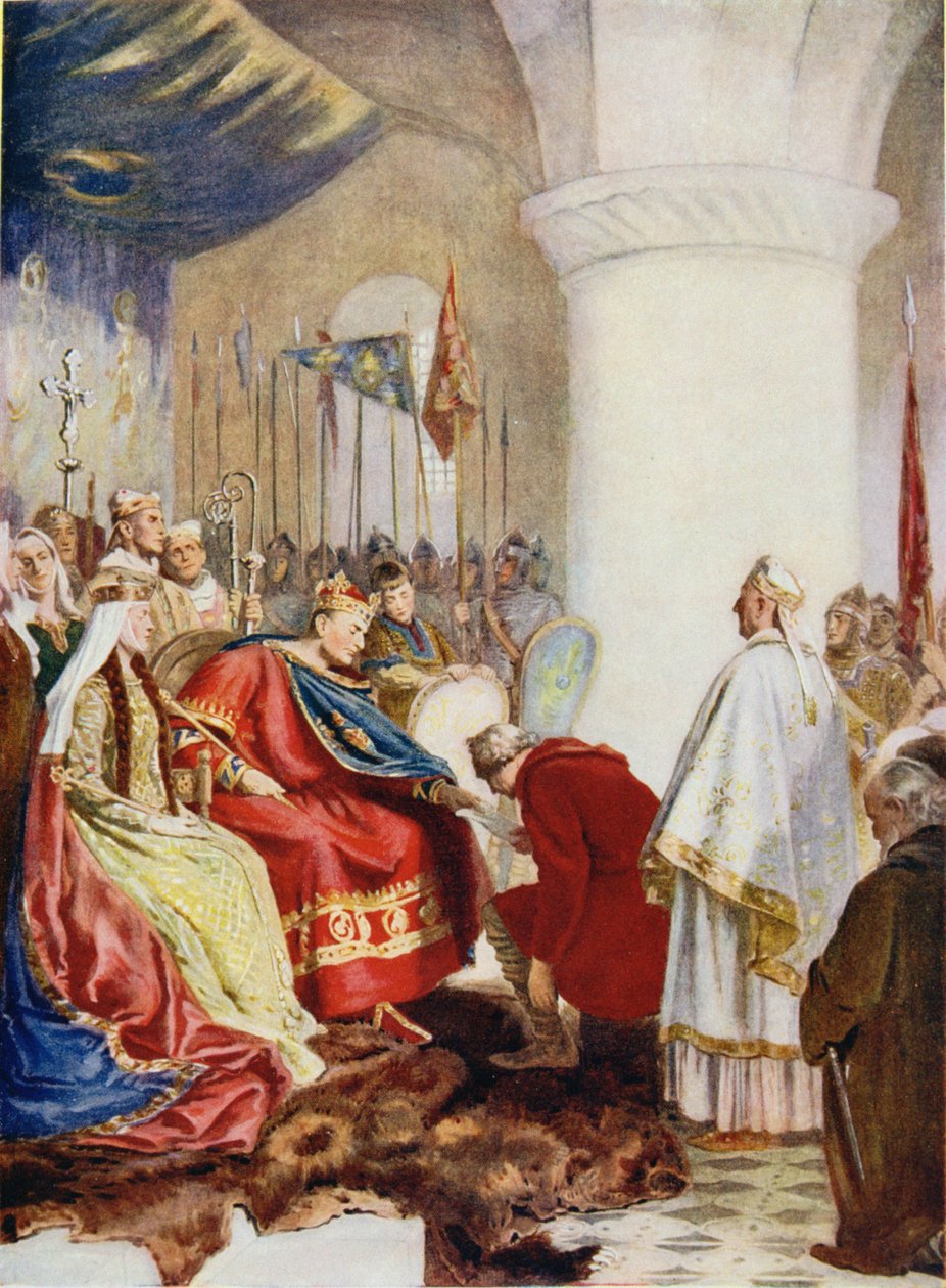 Wilhelm (1027-87) nadający prawa miejskie miastu Londyn, ilustracja z "Hutchinson