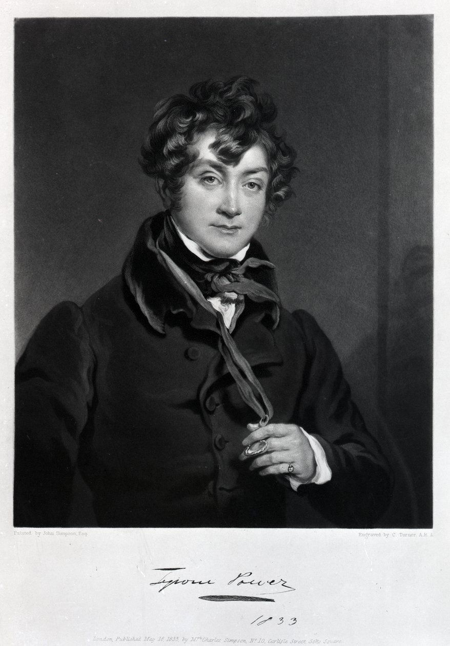 Tyrone Power, grawerowany przez Jamesa Sandsa, c.1833 autorstwa John Simpson
