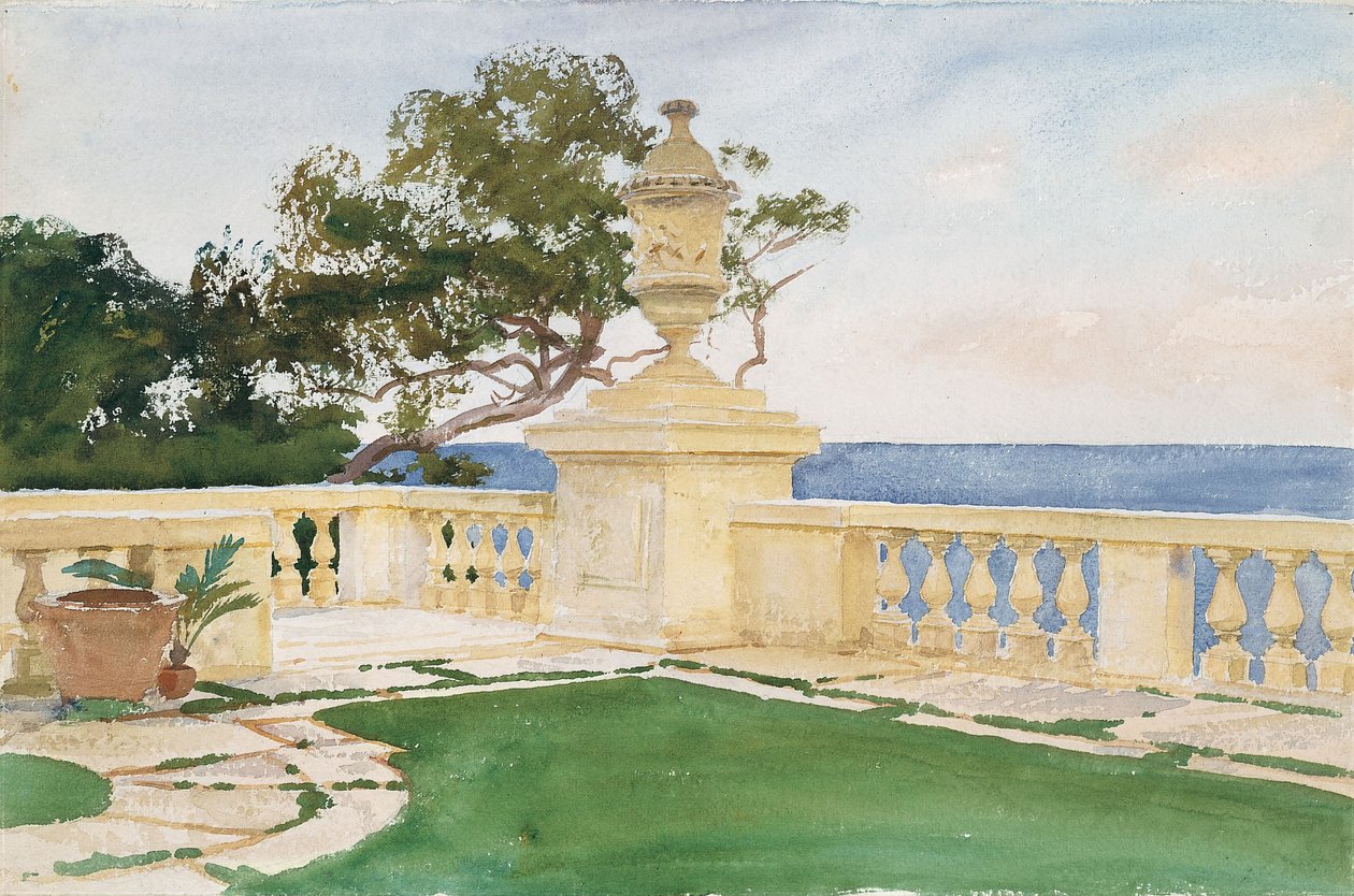 Taras, Vizcaya, 1917 (wc i grafit na białym papierze) autorstwa John Singer Sargent