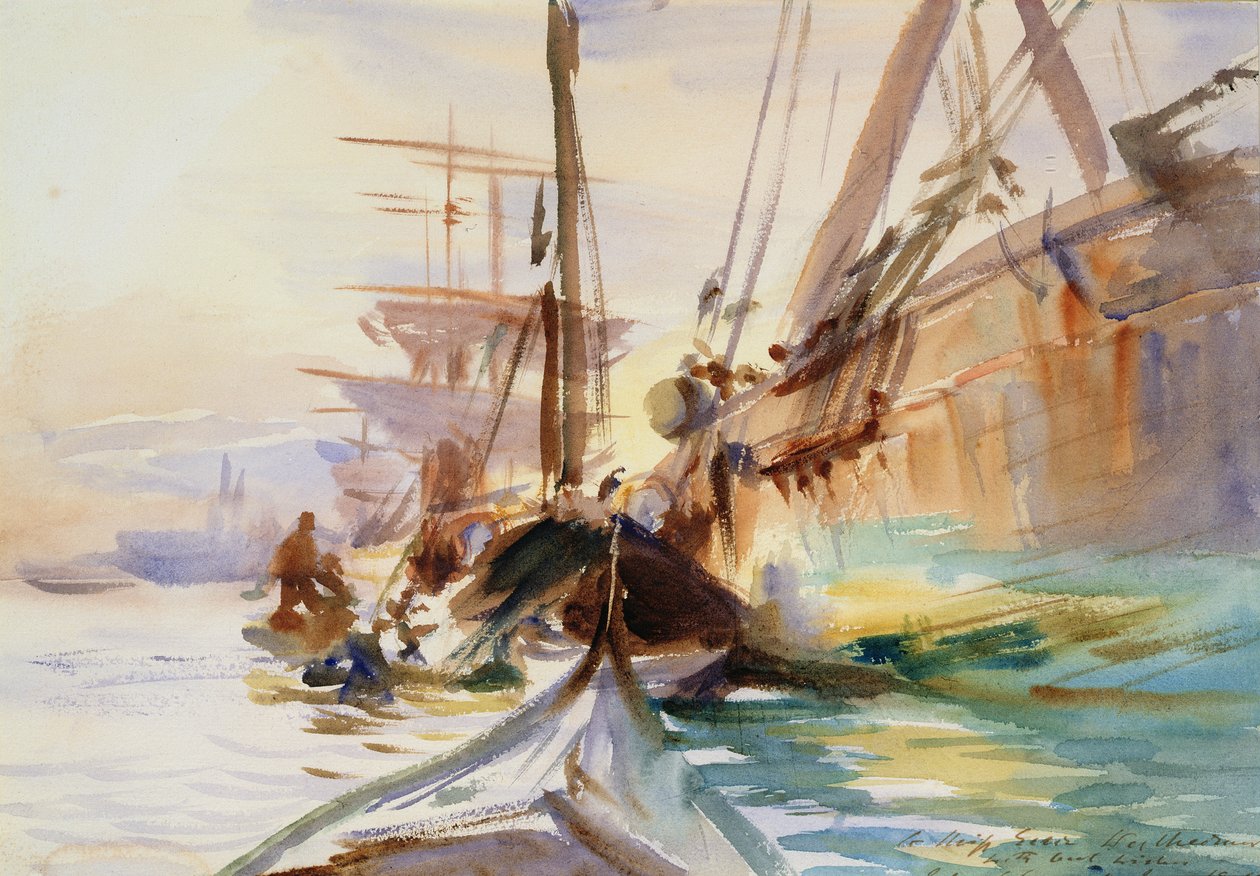 Rozładunek łodzi w Wenecji, 1904 autorstwa John Singer Sargent