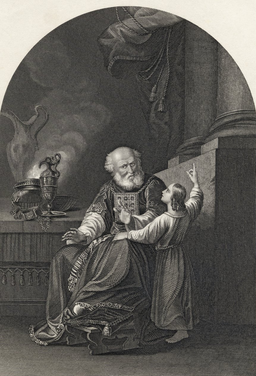 Samuel i Eli, grawerowane przez S. Allena, z „The National Illustrated Family Bible”, wydanej ok. 1870 r. autorstwa John Singleton Copley