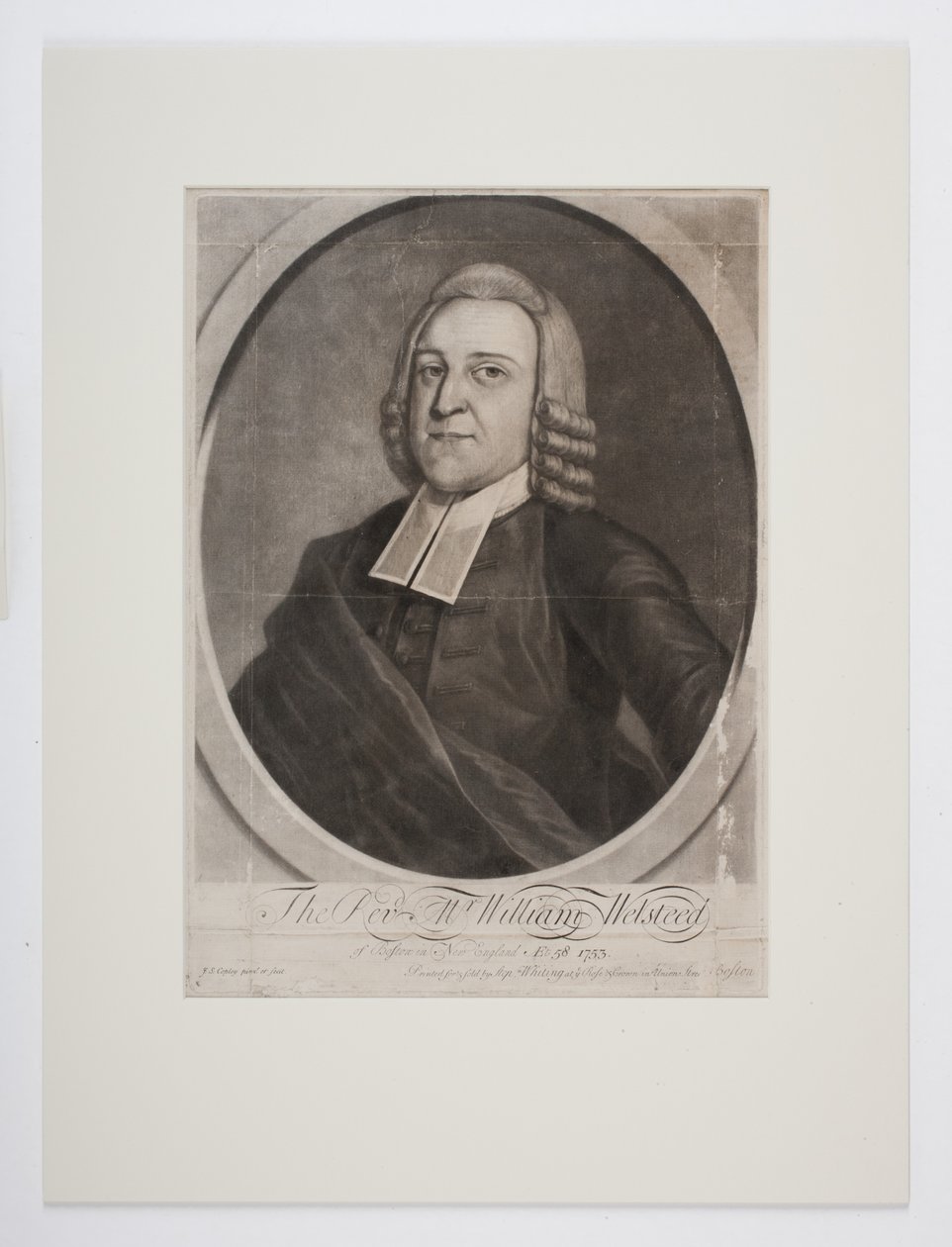 Ks. William Welsteed z Bostonu, Nowa Anglia, ok. 1753 (mezzotinta) autorstwa John Singleton Copley