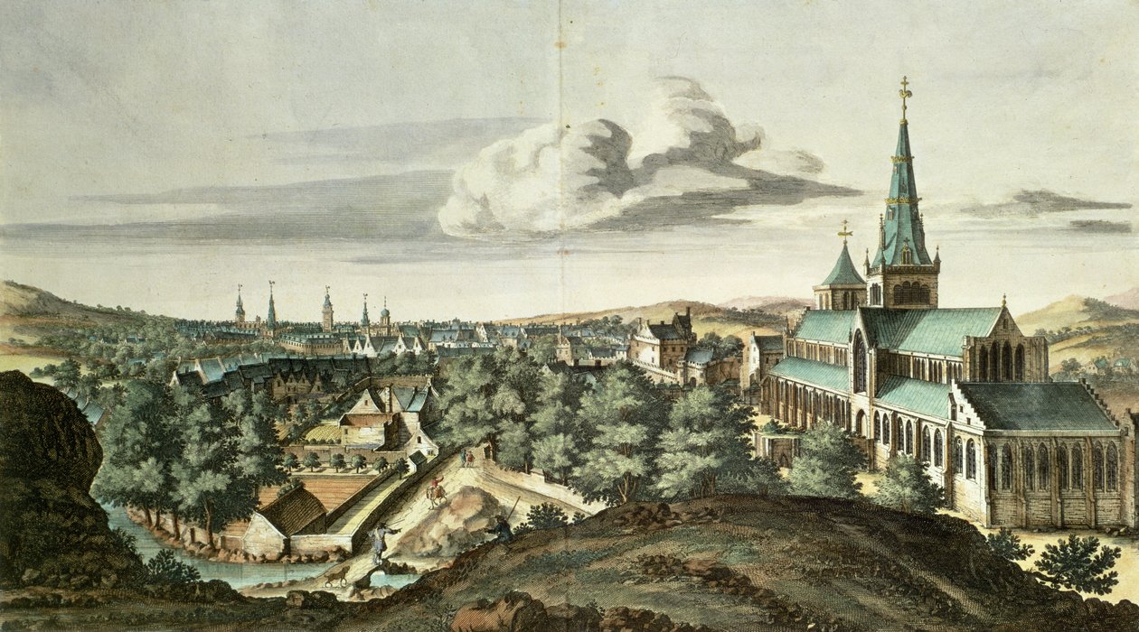 Perspektywa miasta Glasgow z północnego wschodu (kolorowy grawerunek) autorstwa John Slezer