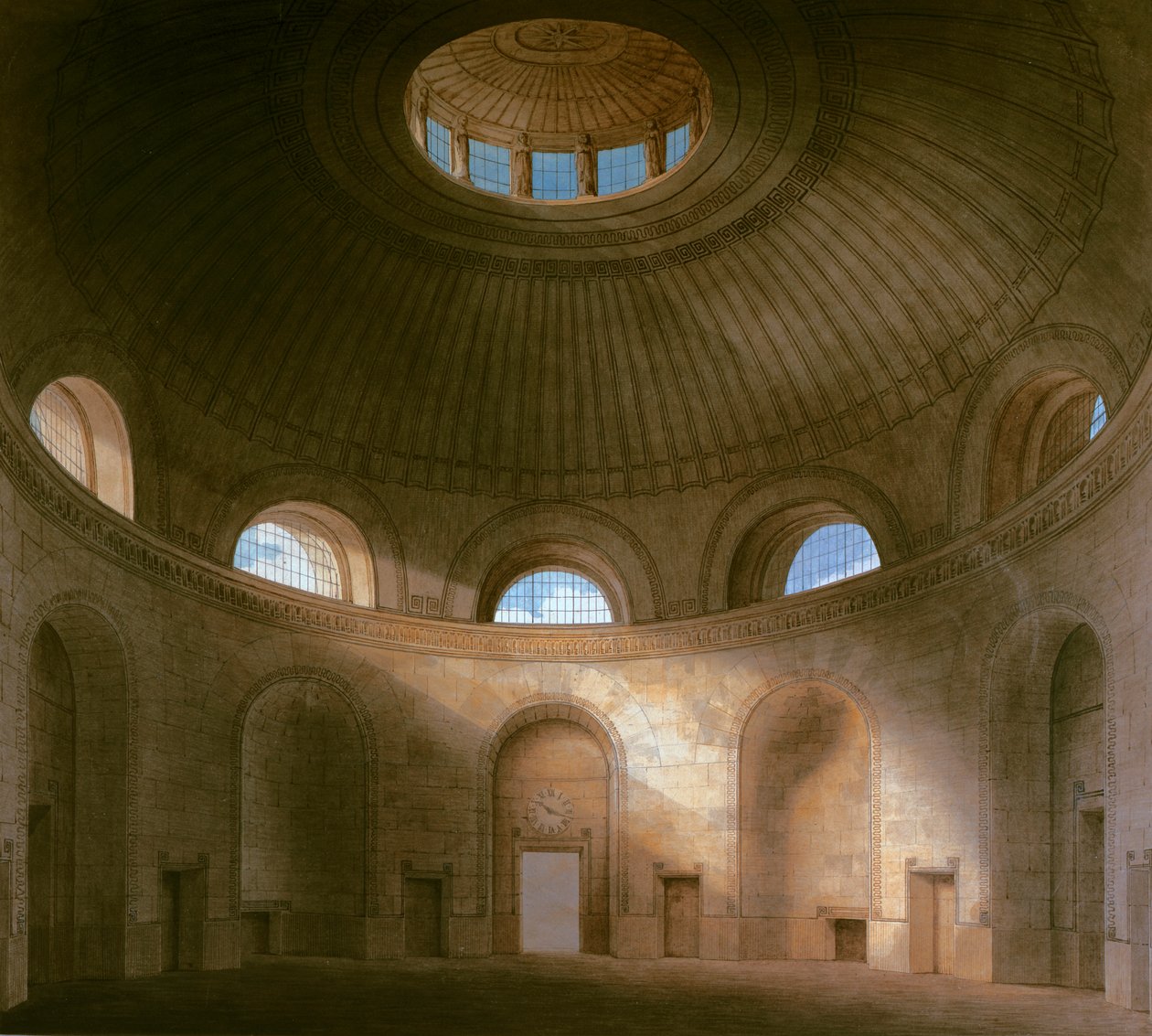 John Soane: Rotunda banku Anglii, 1798 (pióro i tusz z wc na papierze) autorstwa John Soane