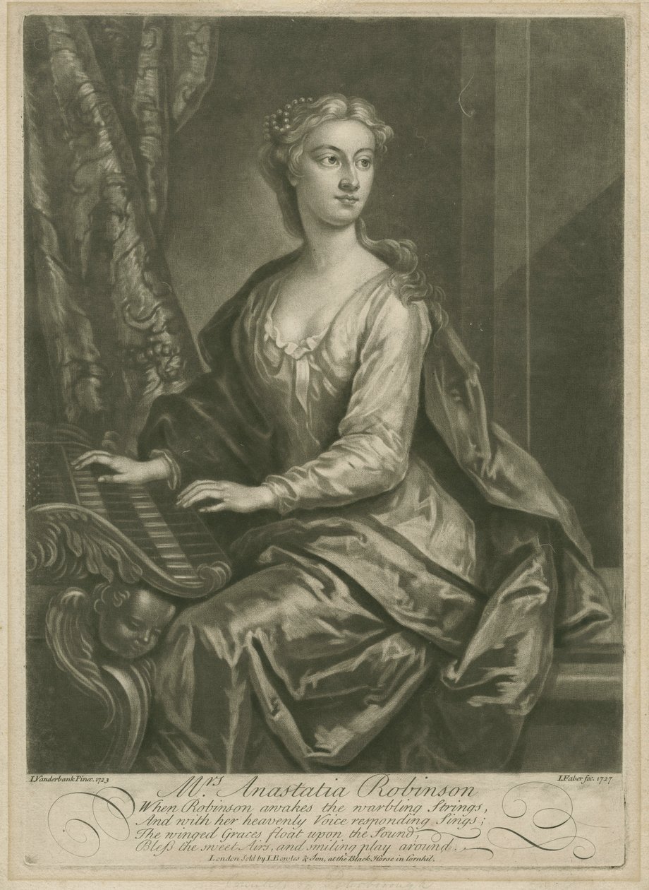 Pani Anastasia Robinson, grawerowana przez Johna Fabera Młodszego (ok. 1695-1756), 1727 (mezzotinta) autorstwa John Vanderbank