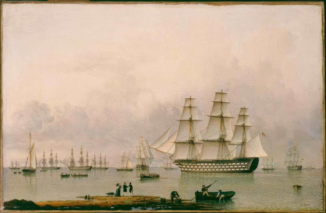 H.M.S. Queen w Portsmouth / Ward of Hull autorstwa John Ward of Hull