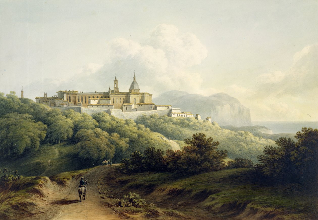 No.2289 Kościół Świętego Domu, Loreto, 1806 (wc i ołówek na papierze) autorstwa John Warwick Smith