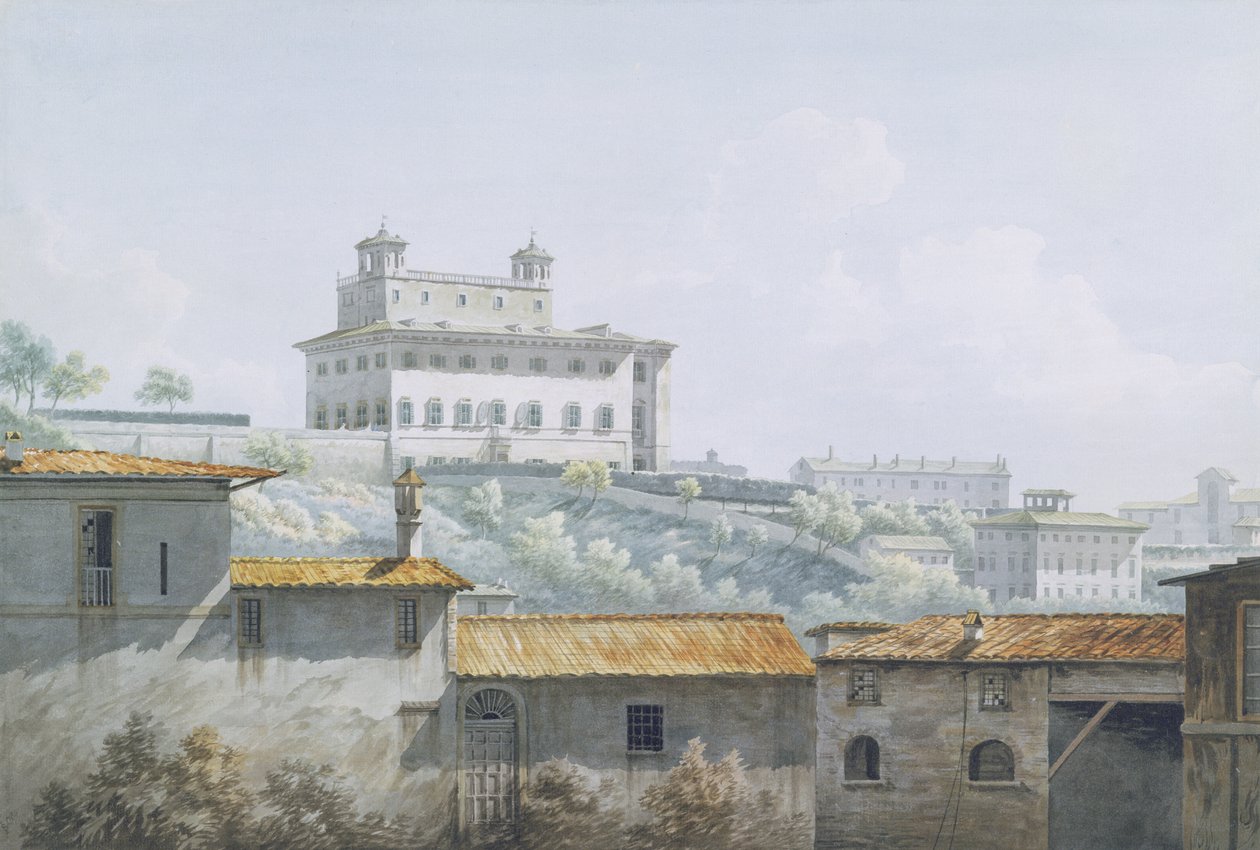 Villa Medici, Rzym, 1784 (wc, grafit na papierze) autorstwa John Warwick Smith