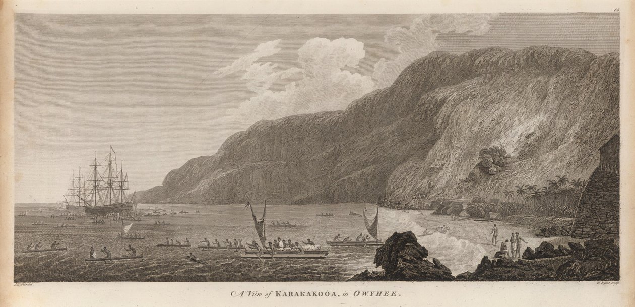 Widok na Karakokooa w Owyhee. autorstwa John Webber