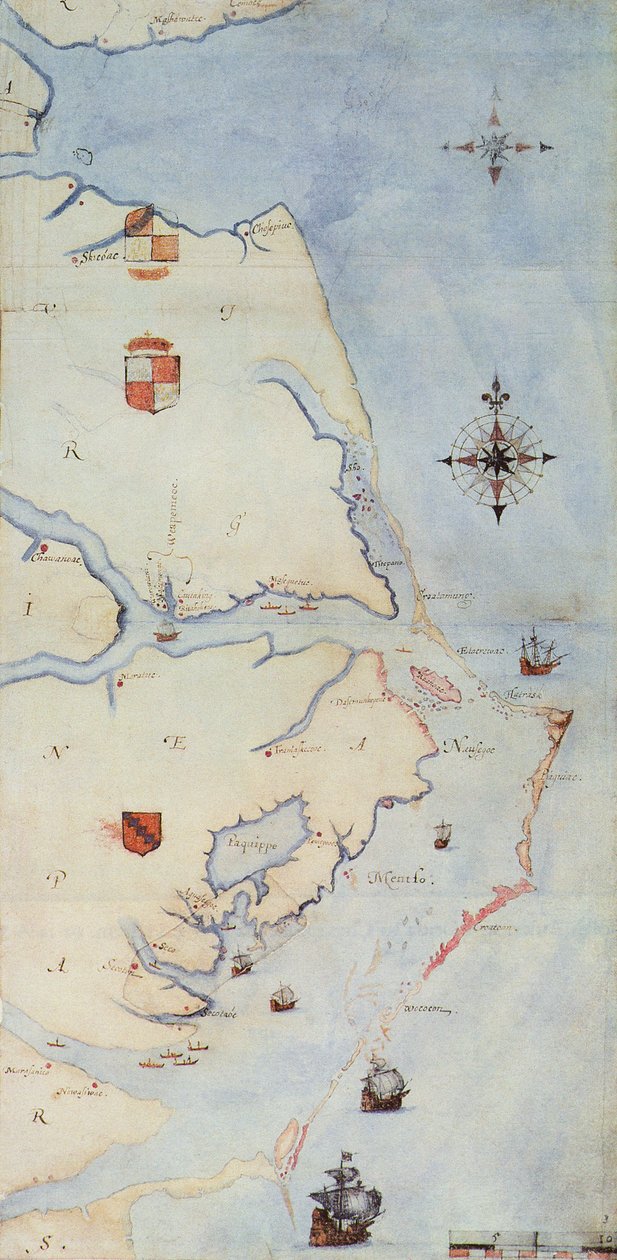 Mapa Wirginii Raleigha (litografia) autorstwa John White