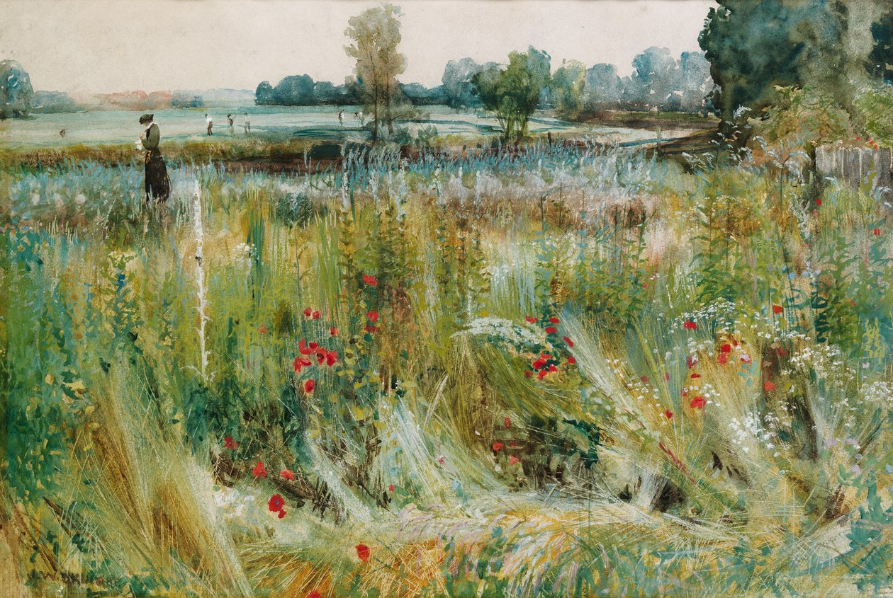 Na brzegu wody (wc i bodycolour) autorstwa John William Buxton Knight