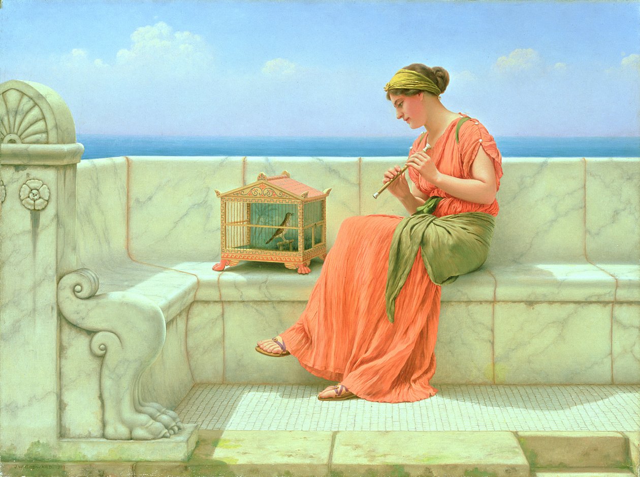 Słodkie dźwięki, 1918 autorstwa John William Godward