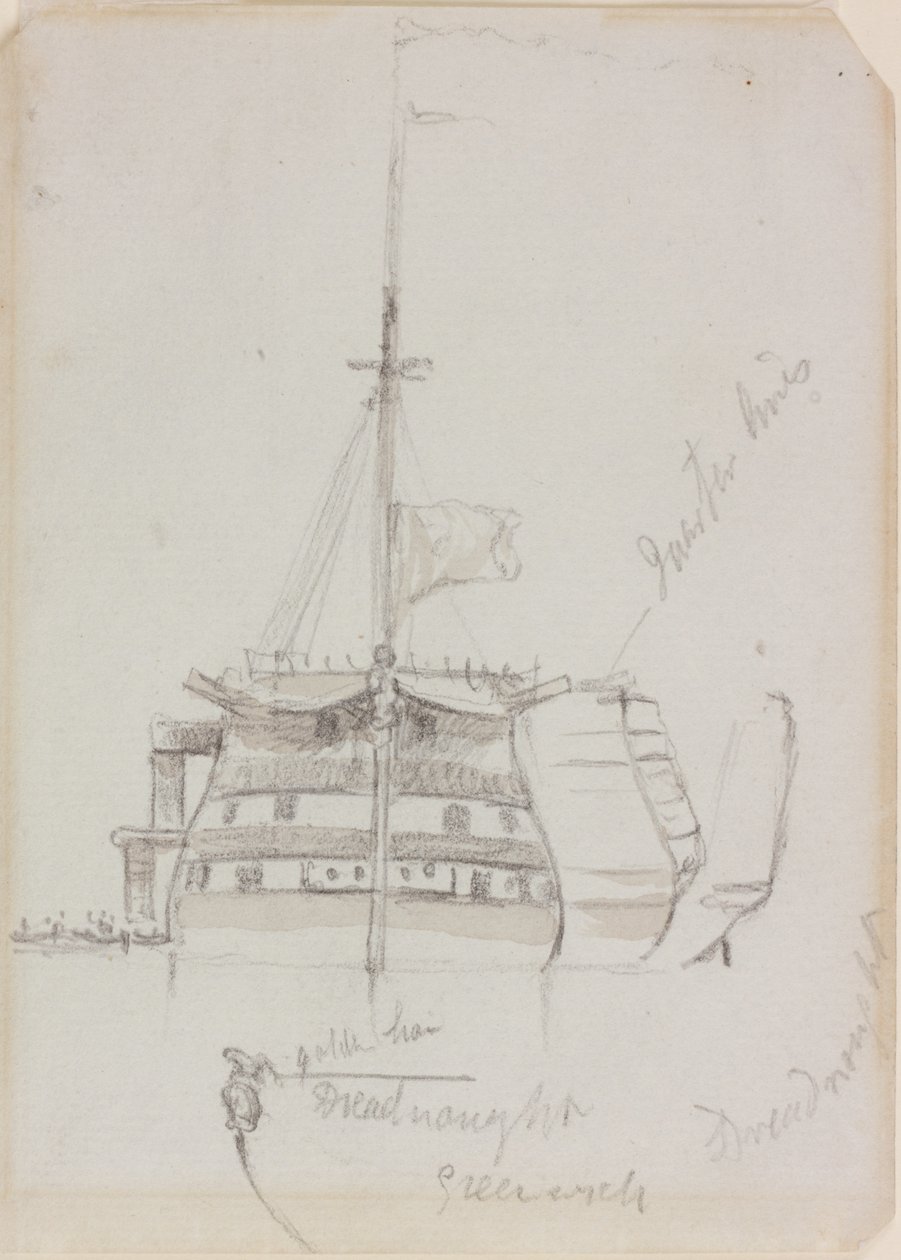 Dreadnought (tusz (brąz) i ołówek na papierze) autorstwa John Wilson Carmichael