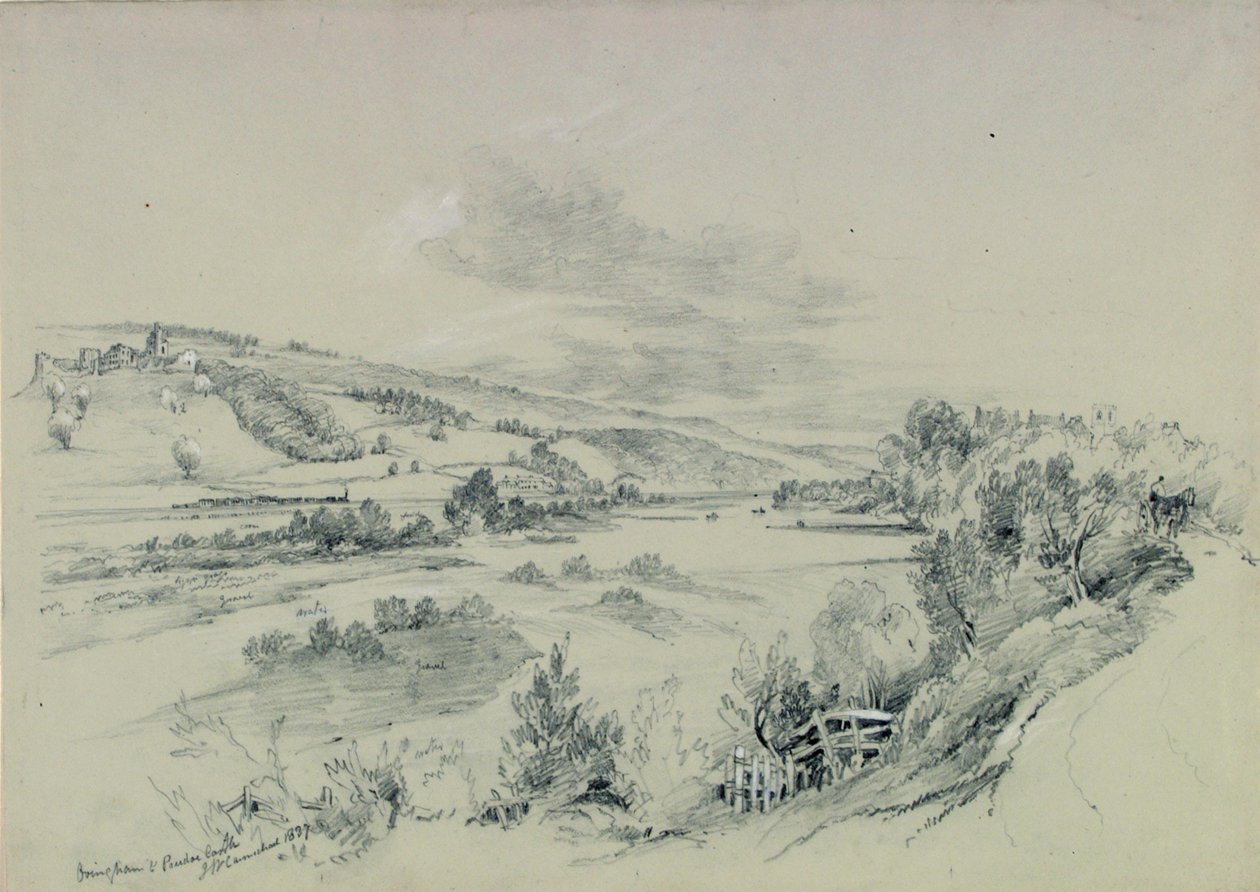 Zamek Ovingham i Prudhoe, 1837 r. autorstwa John Wilson Carmichael