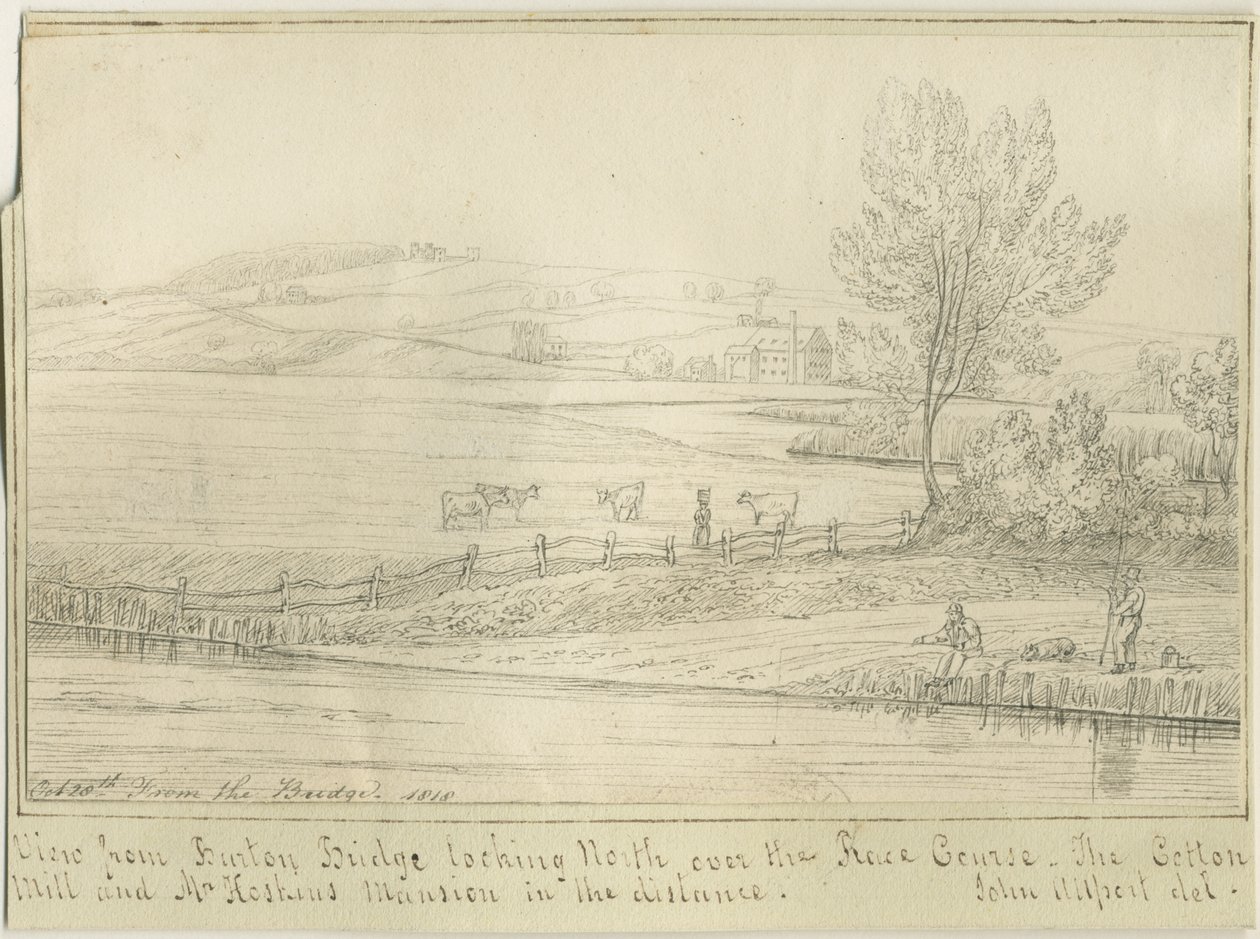 Burton-upon-Trent: rysunek piórem i tuszem, 1818 r. autorstwa John Allport