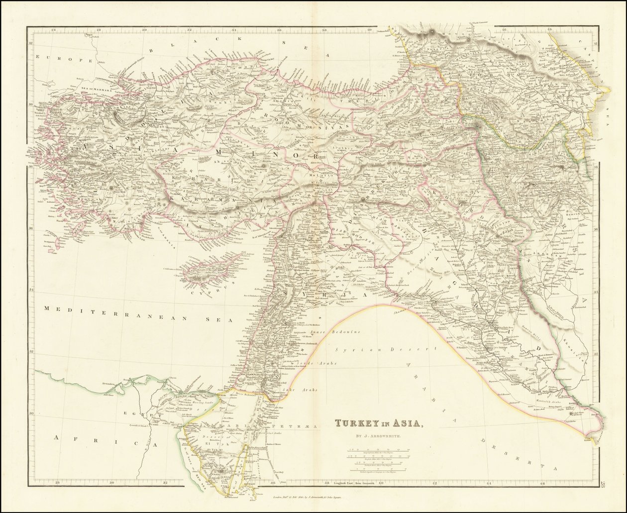 Mapa Turcji w Azji z 1840 r. autorstwa John Arrowsmith