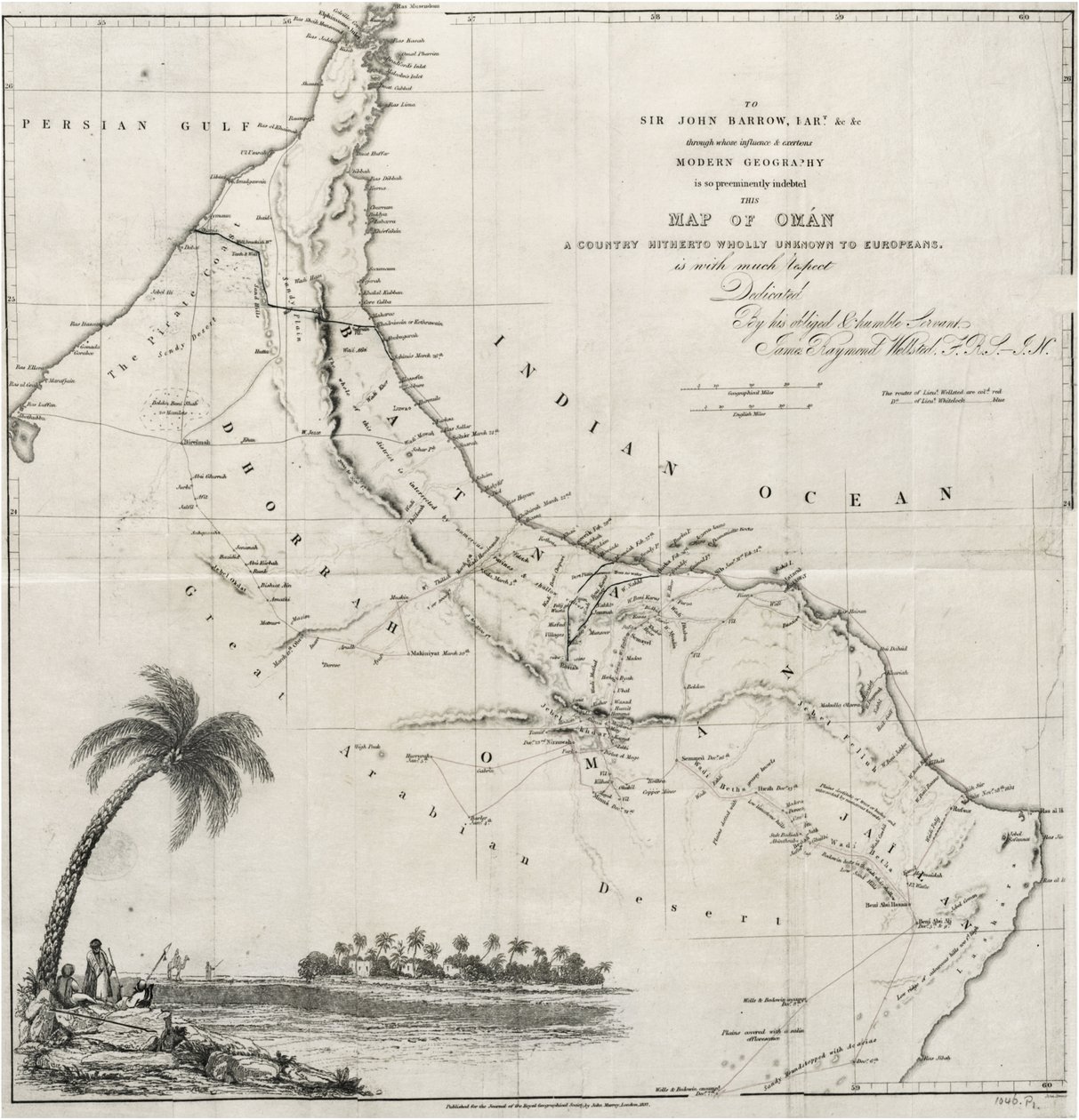 Mapa Omanu autorstwa John Arrowsmith