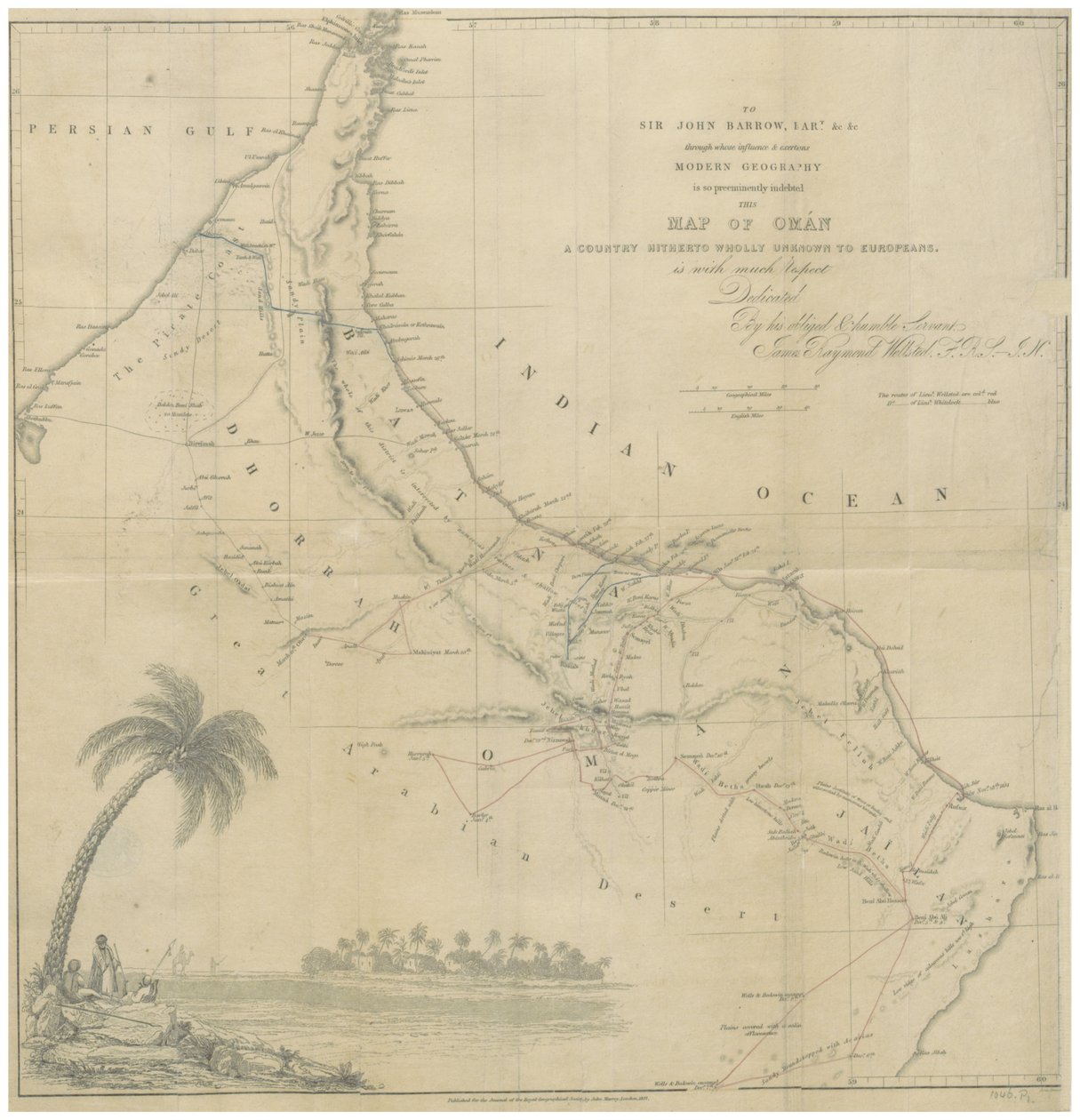 Mapa Omanu autorstwa John Arrowsmith