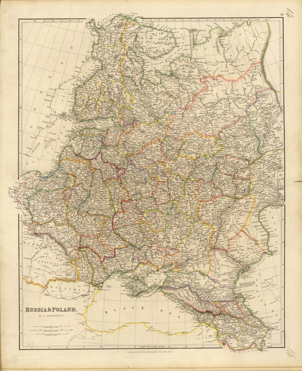 Mapa Rosji i Polski, 1832. autorstwa John Arrowsmith