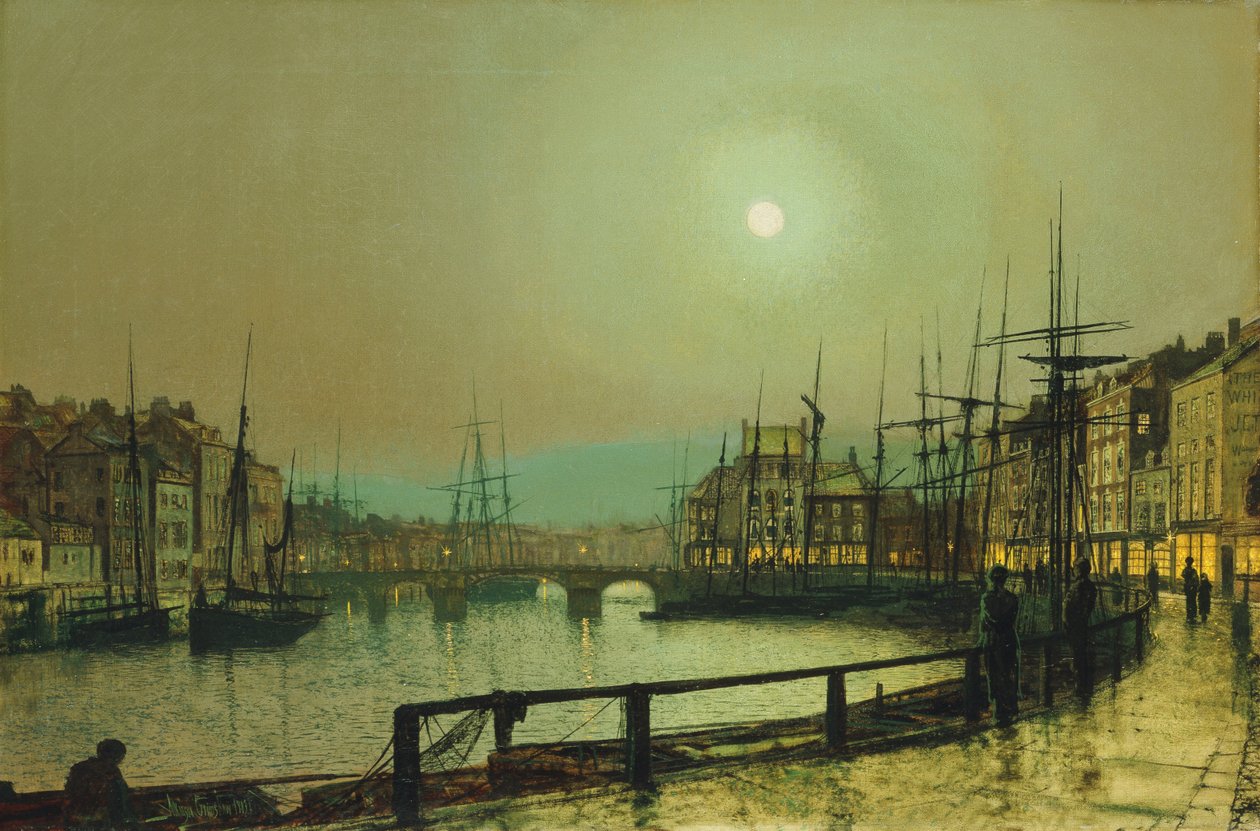 Port w świetle księżyca, 1883 r. autorstwa John Atkinson Grimshaw