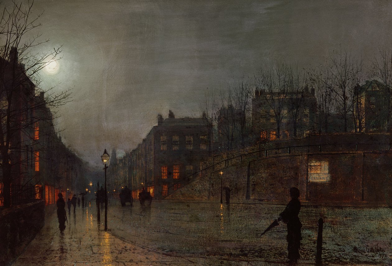 Powrót do domu o zmierzchu, 1882 autorstwa John Atkinson Grimshaw