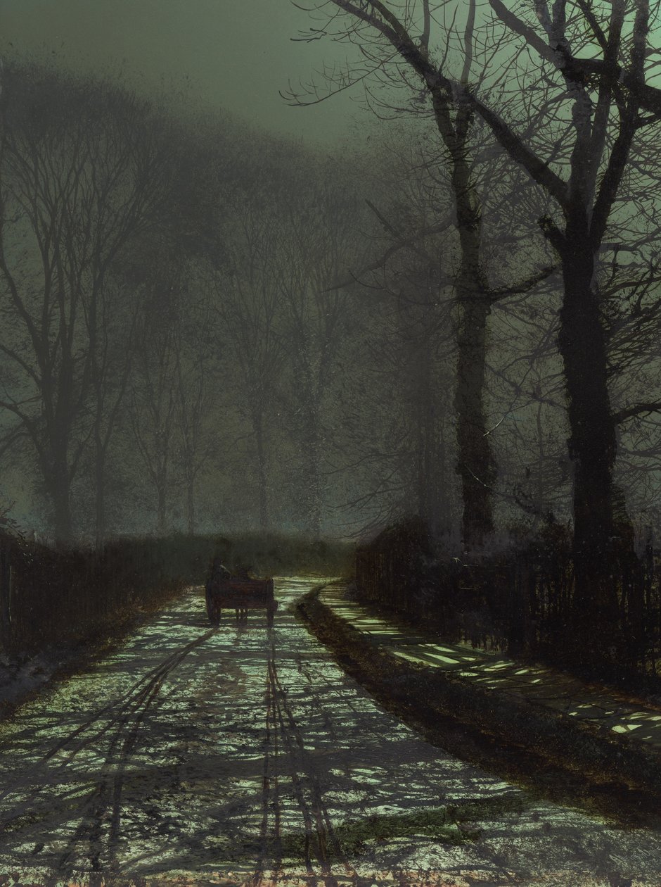 Scena na pasie ruchu w nocy autorstwa John Atkinson Grimshaw