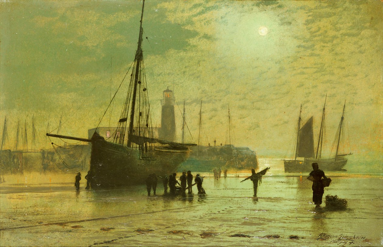 Latarnia morska w Scarborough, 1877 autorstwa John Atkinson Grimshaw