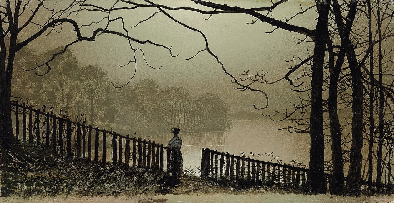 Jezioro Waterloo, Park Roundhay, Leeds, 1876-7 autorstwa John Atkinson Grimshaw