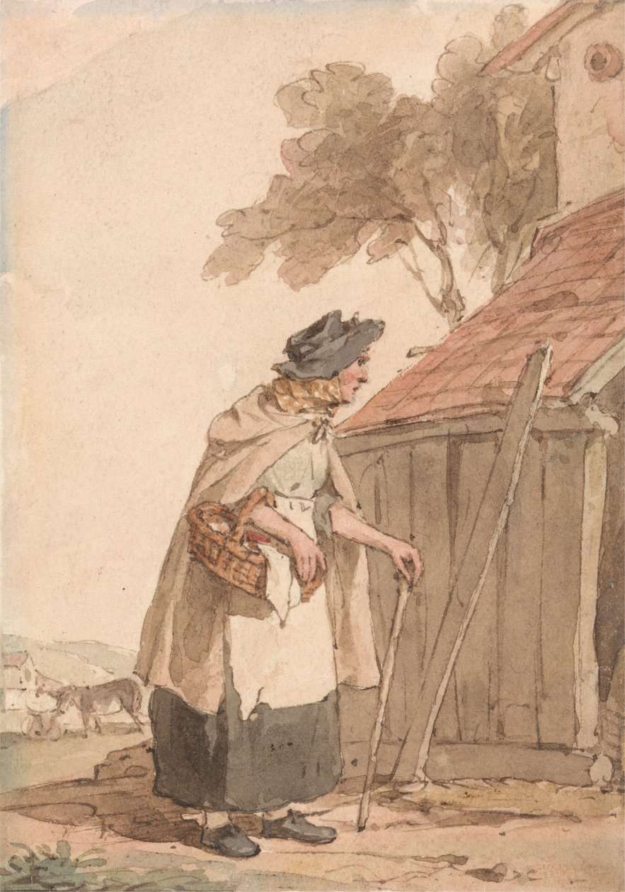 Stara kobieta niosąca kosz autorstwa John Augustus Atkinson