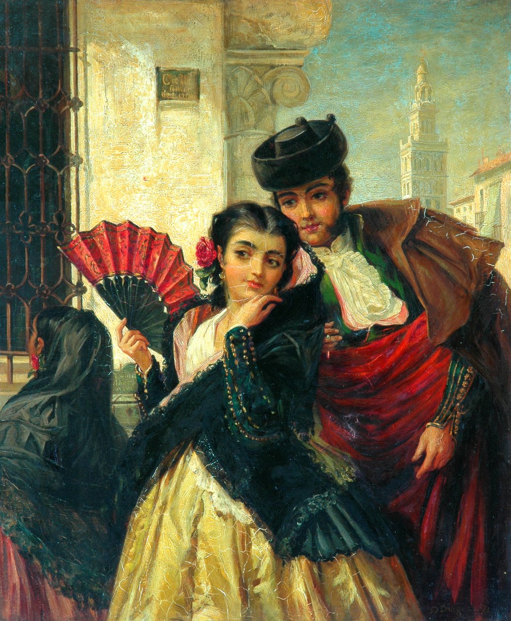 Scena w Hiszpanii, niedaleko Sewilli, c.1853 autorstwa John Bagnold Burgess