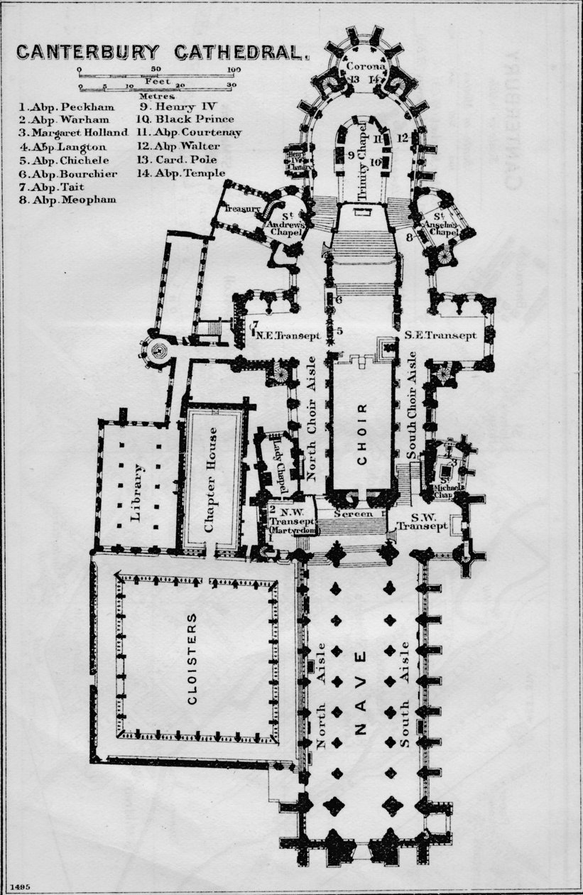 Katedra w Canterbury, XX w. autorstwa John Bartholomew