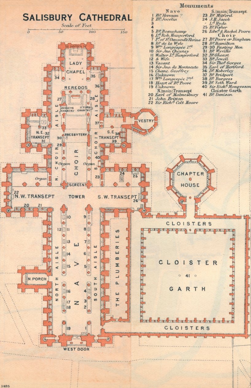 Katedra w Salisbury, XX w. autorstwa John Bartholomew