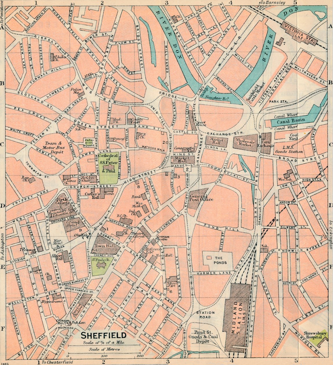 Sheffield, XX wiek autorstwa John Bartholomew