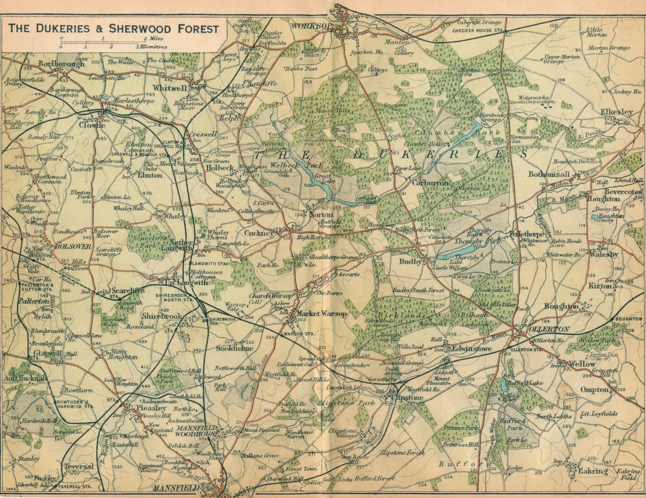 Dukeries i las Sherwood, XX wiek autorstwa John Bartholomew