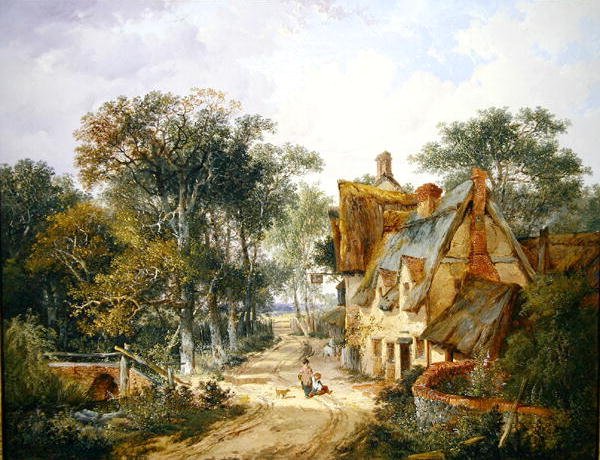Karczma Łabędź (olej na płótnie) autorstwa John Berney Ladbrooke
