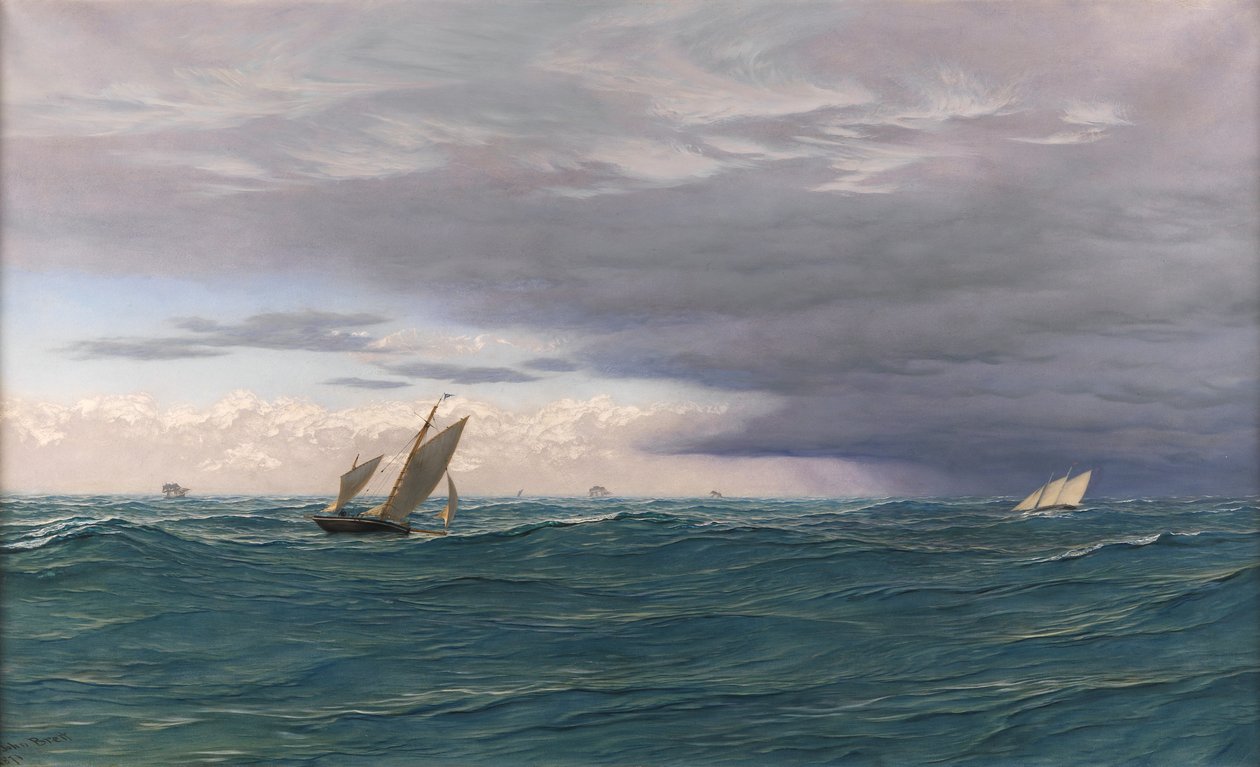 Jachty w Seaway, Morze Śródziemne, 1871 autorstwa John Brett