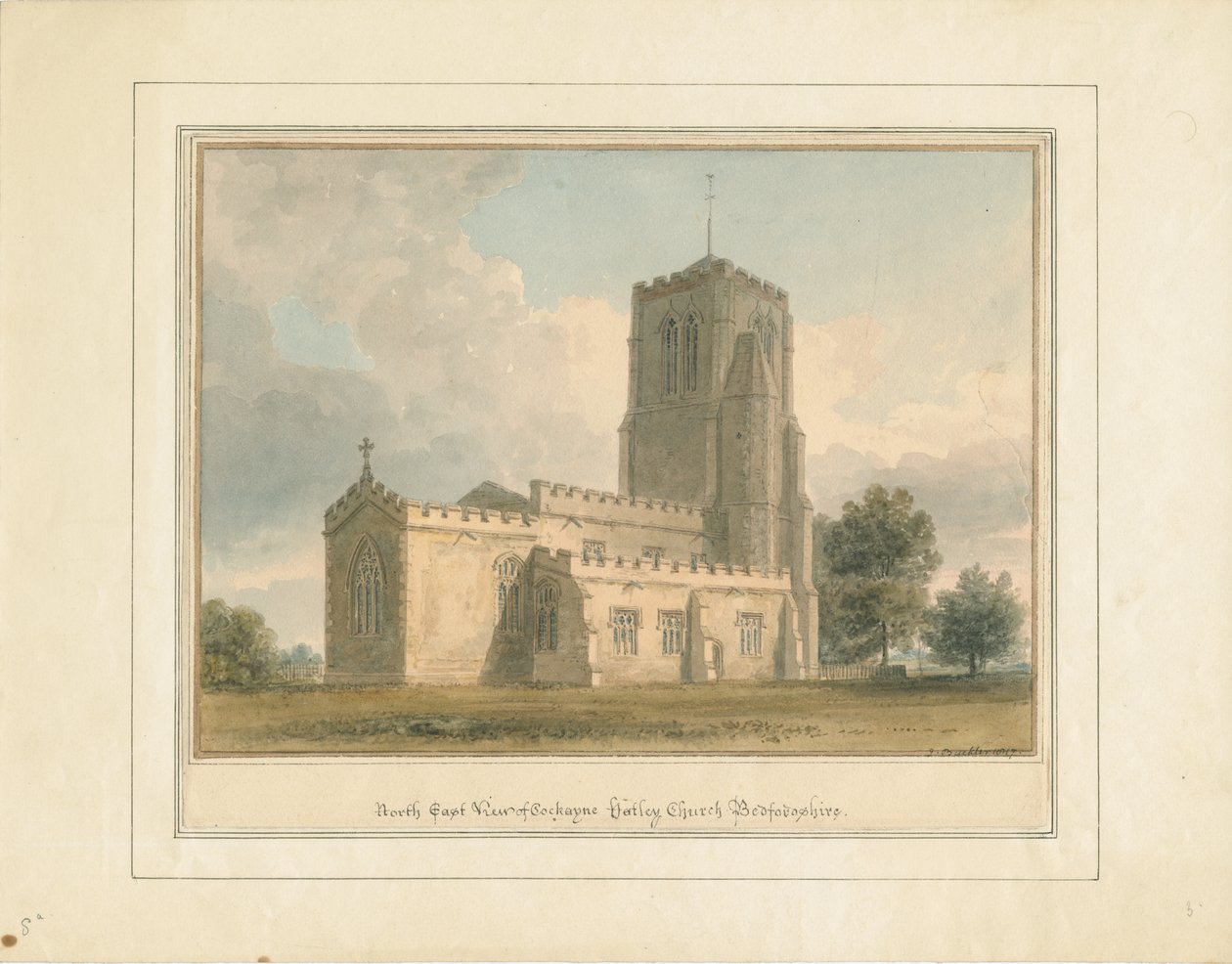 Bedfordshire - Kościół Cockayne Hatley, 1817 autorstwa John Buckler