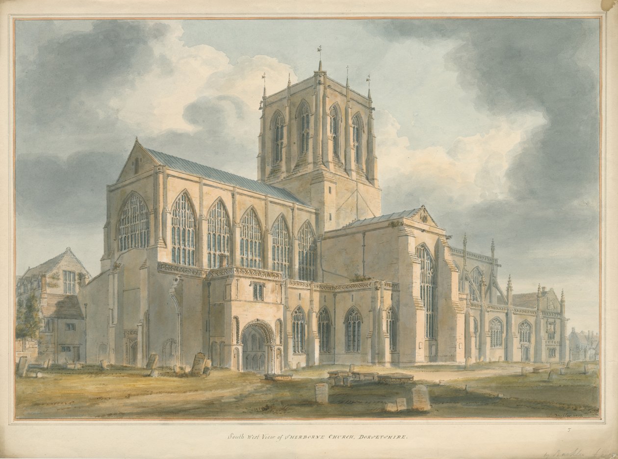 Dorset - Kościół Sherborne, 1802 autorstwa John Buckler