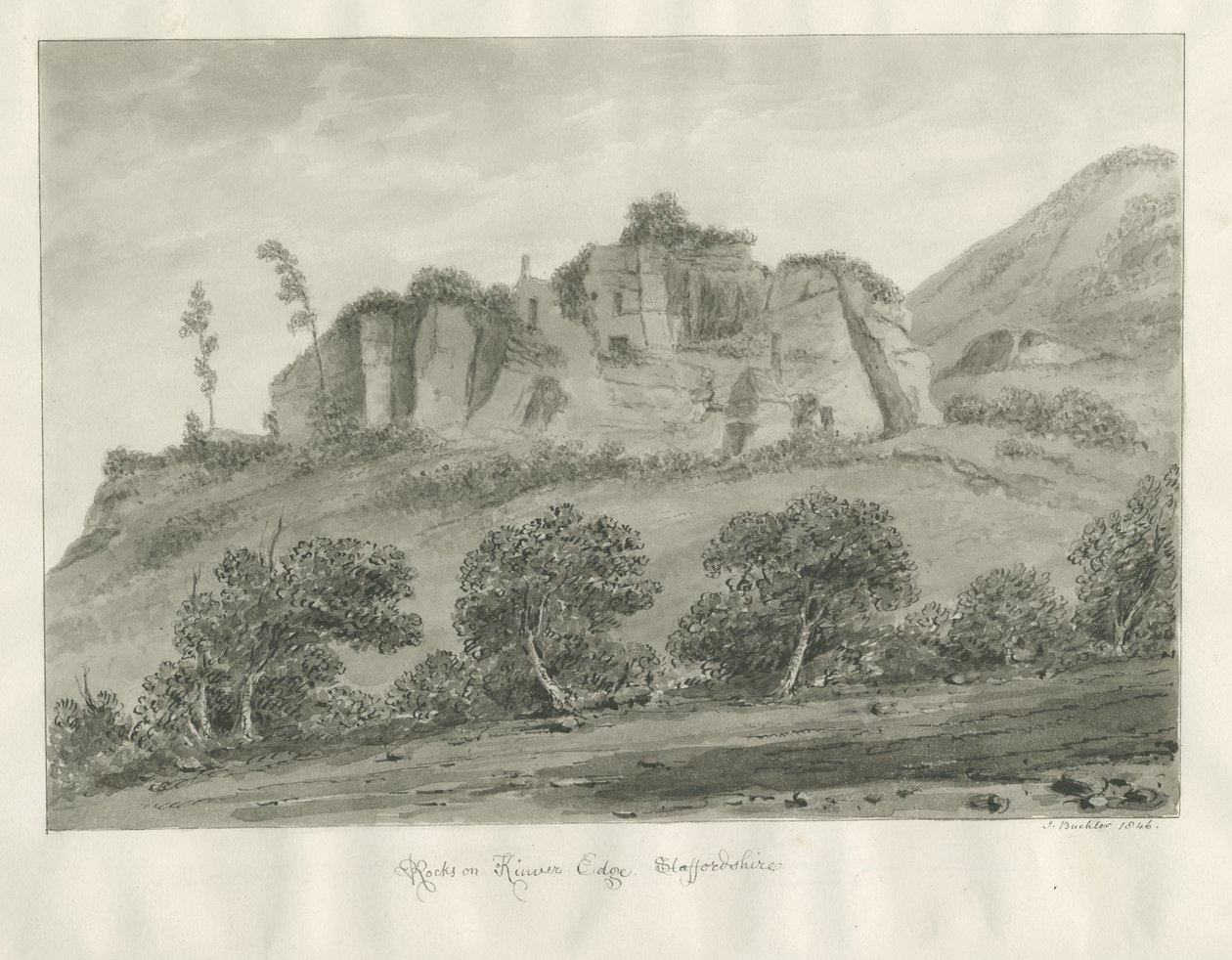 Kinver Edge: rysunek w sepii autorstwa John Buckler