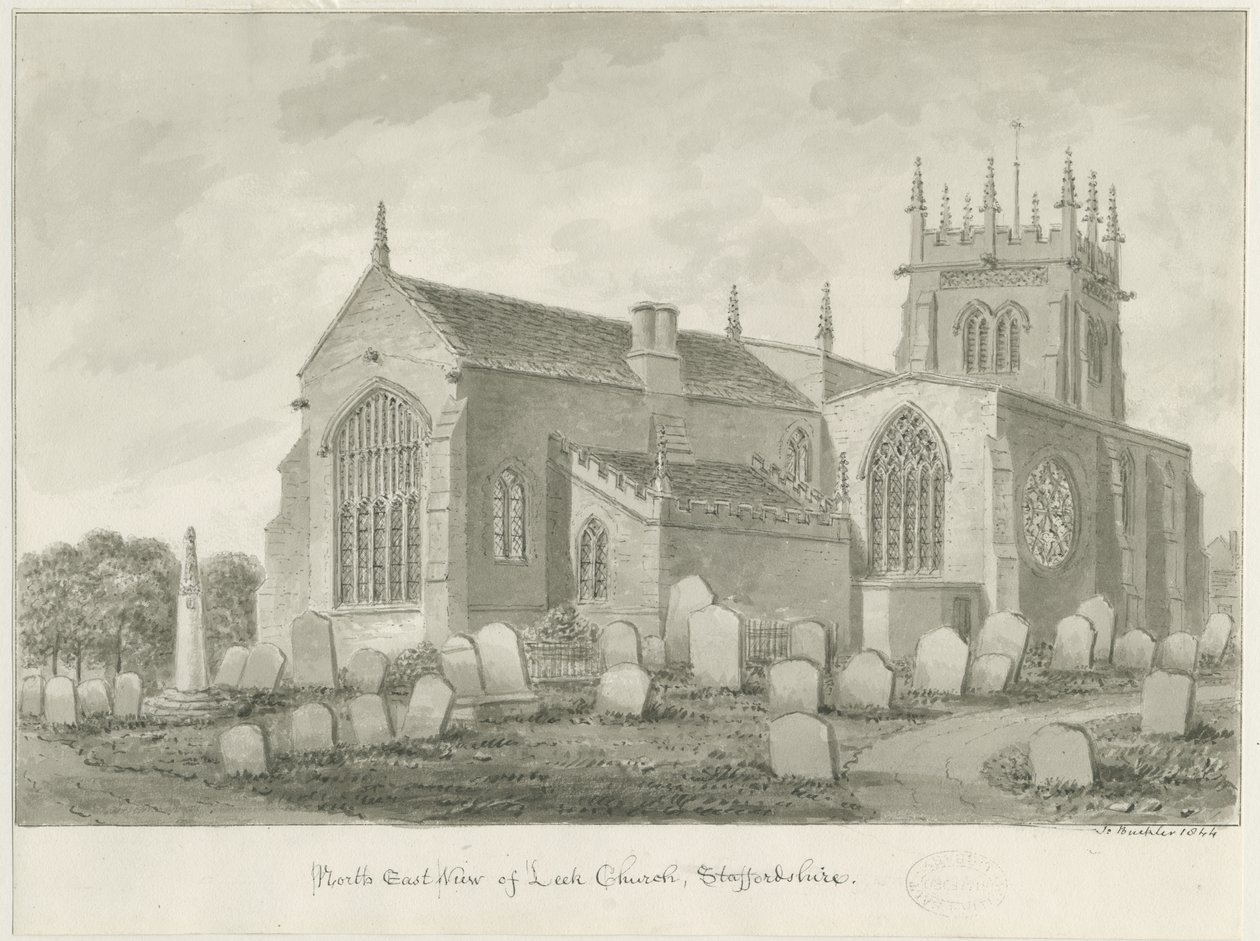 Por Kościół: rysunek w sepii, 1844 autorstwa John Buckler