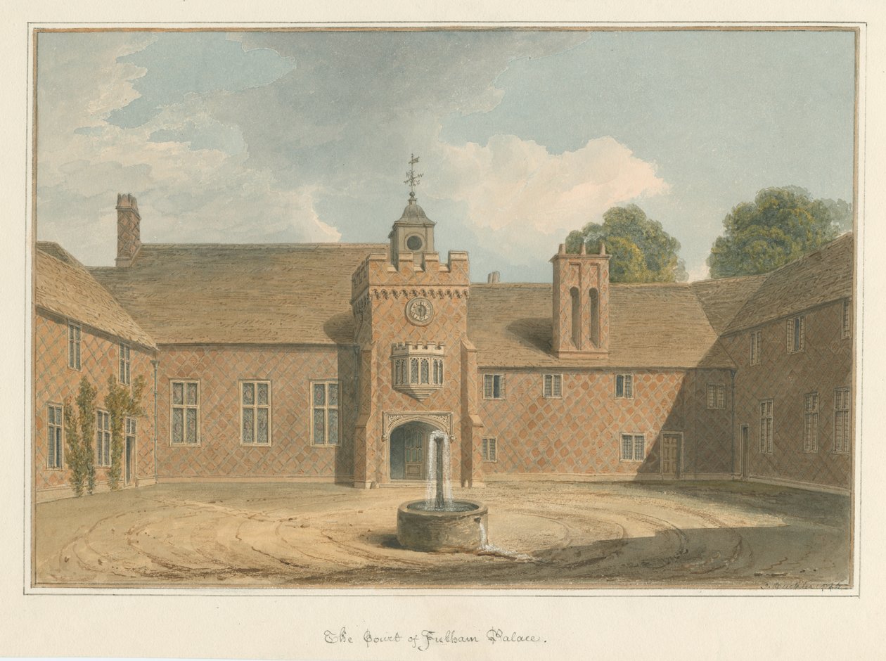 Middlesex – Pałac Fulham – Dwór autorstwa John Buckler