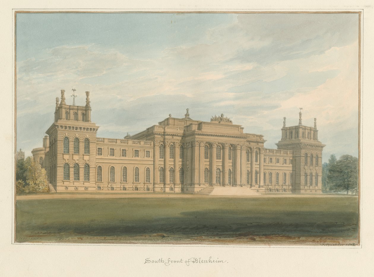 Oxfordshire - Blenheim [Pałac], 1812 autorstwa John Buckler