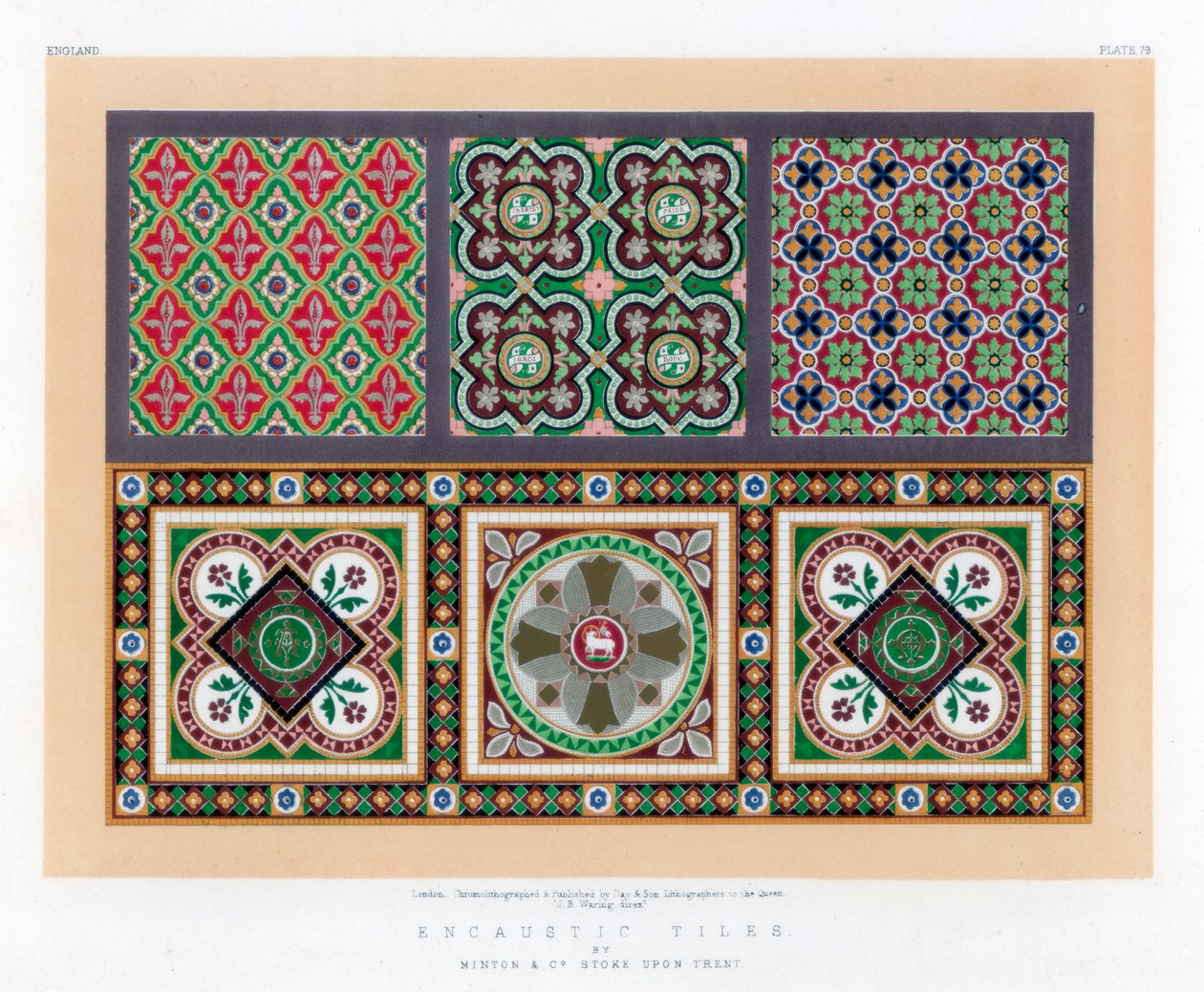 Kafle enkaustyczne, XIX wiek. autorstwa John Burley Waring