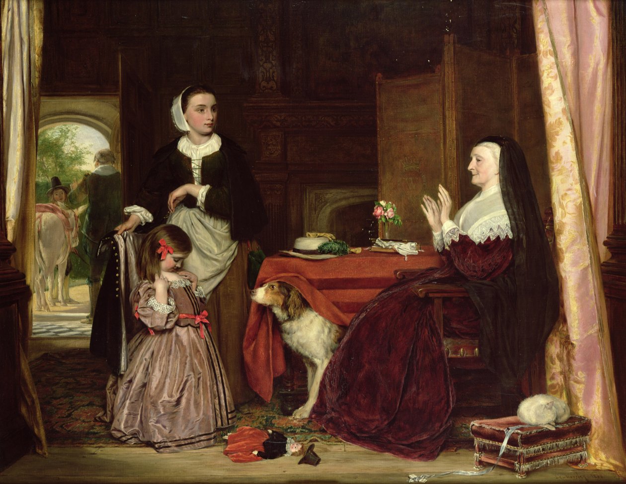 Nowa sukienka, 1865 autorstwa John Callcott Horsley