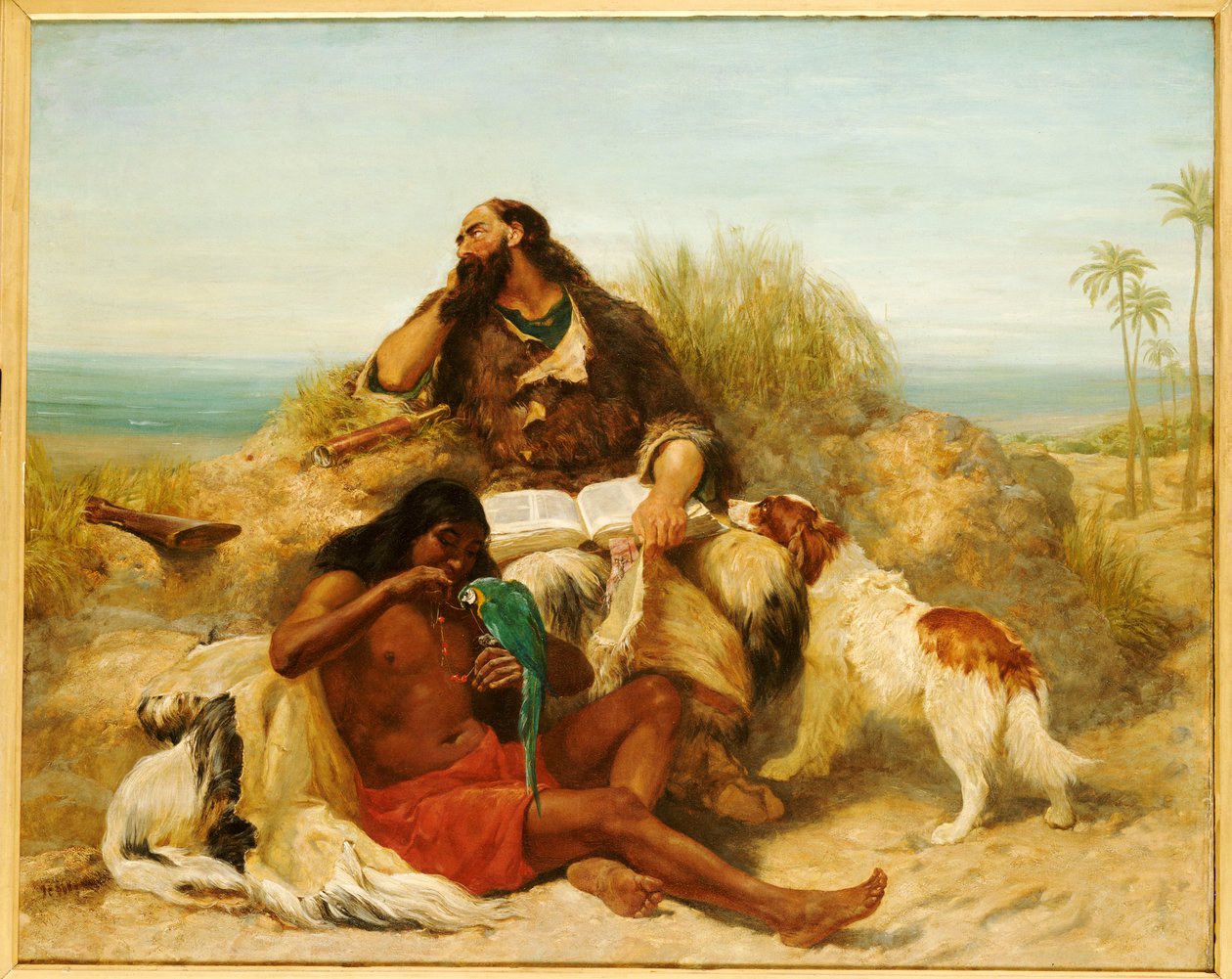 Robinson Crusoe i jego Piątek Man autorstwa John Charles Dollman