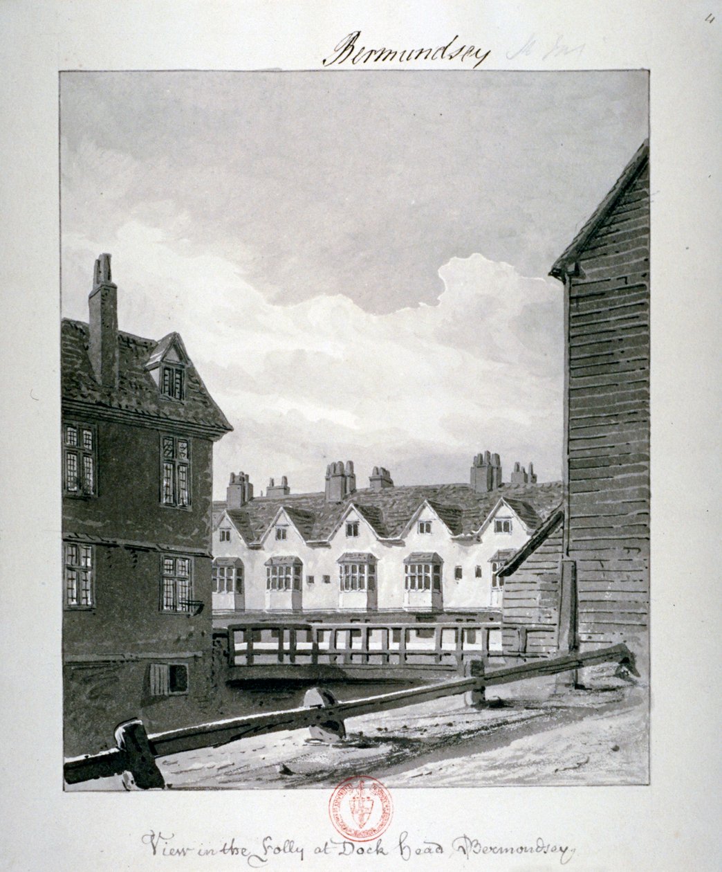 Dockhead Folly, Bermondsey, Londyn, 1820 autorstwa John Chessell Buckler