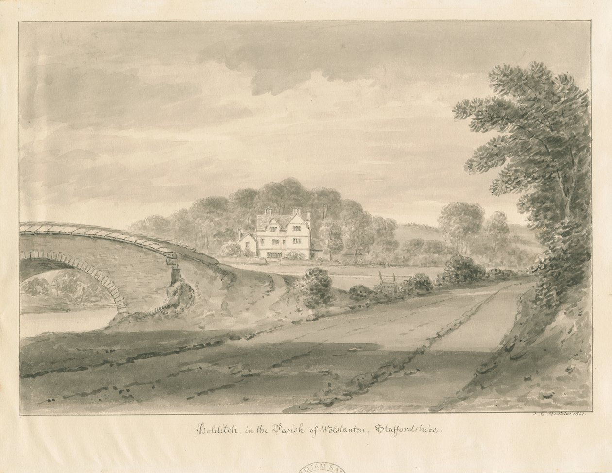 Wolstanton – „Holditch”: rysunek w sepii autorstwa John Chessell Buckler