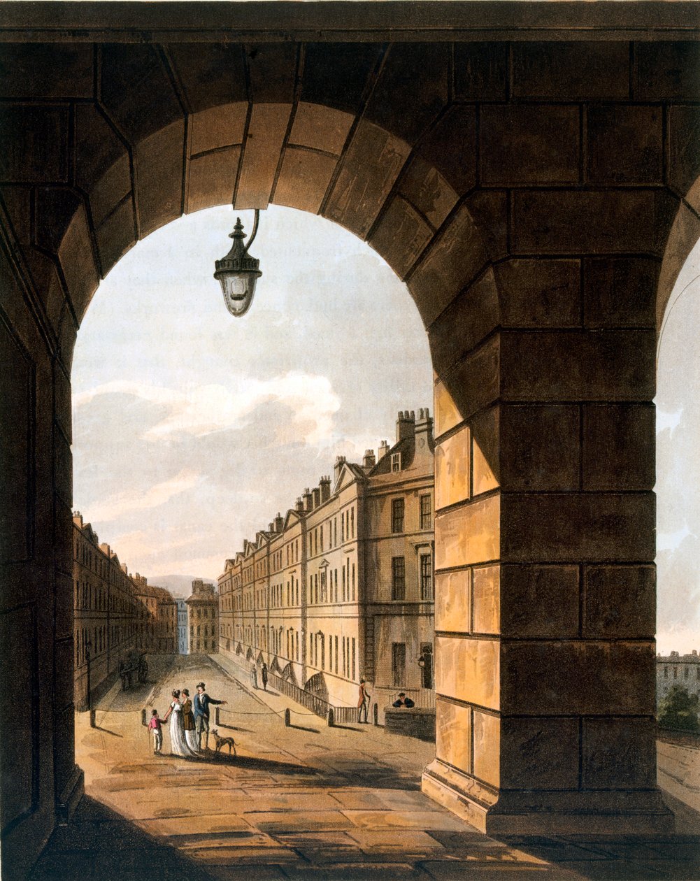 Scena uliczna, Bath (akwatinta) autorstwa John Claude Nattes
