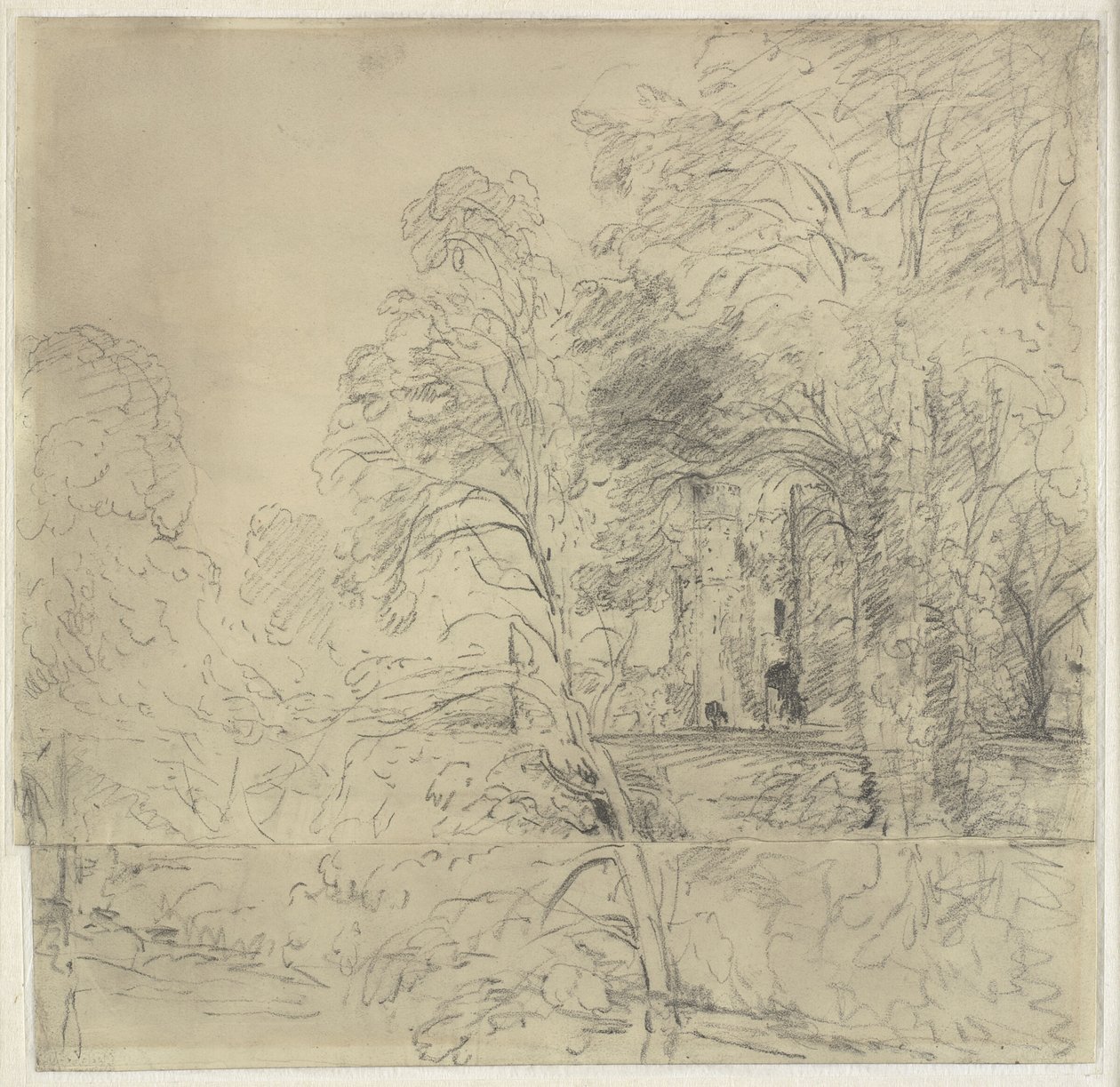 Zamek Cowdray, widoczny między drzewami autorstwa John Constable