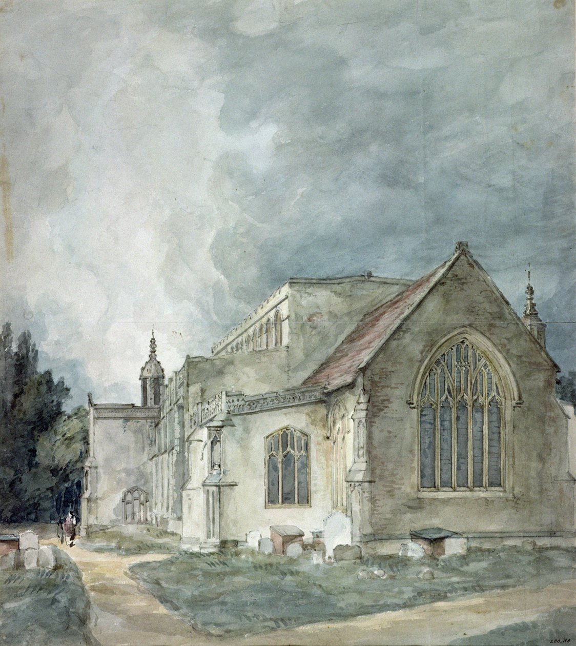 Kościół Wschodni Bergholt, c.1805-11 (akwarela) autorstwa John Constable